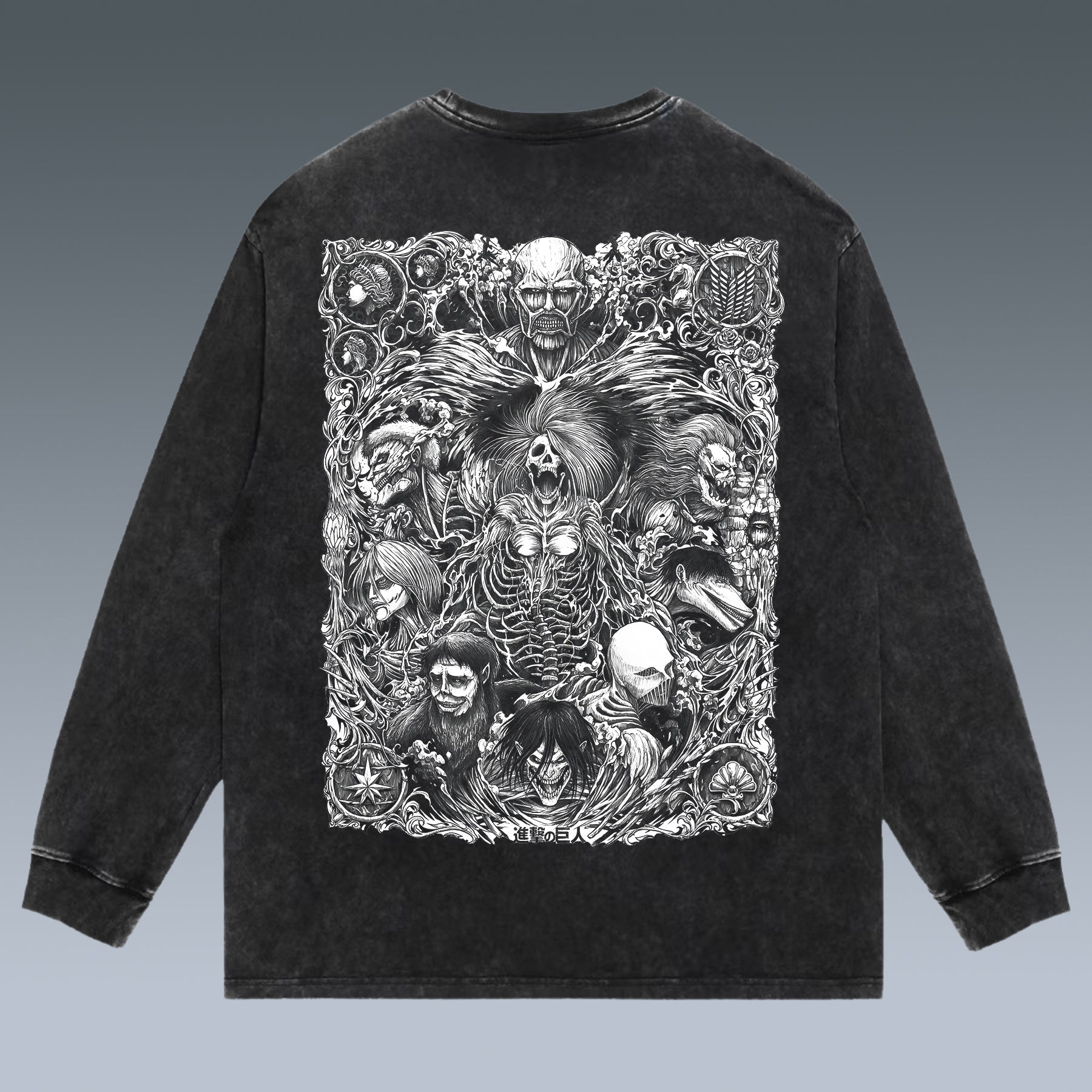 VINTAGE LONG SLEEVE TEE | ATTACK ON TITAN & GIVE YOUR HEARTS