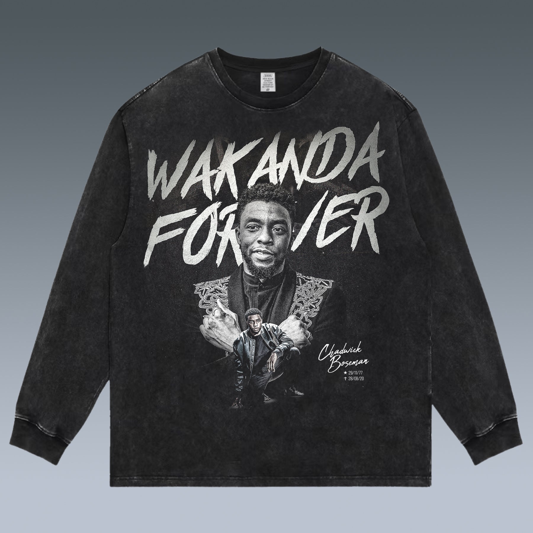 VINTAGE LONG SLEEVE TEE | WAKANDA FOREVER- BLACK PANTHER